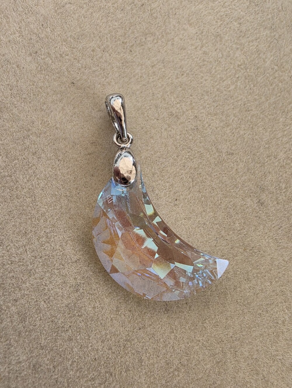 Swarovski STRASS AB Crystal Crescent Moon Pendant • Silver Bail • 2.12g